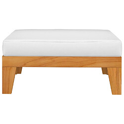 Maison Chic Repose-pied,Tabouret confortable sectionnel avec coussin blanc crème Bois d'acacia -MN76533