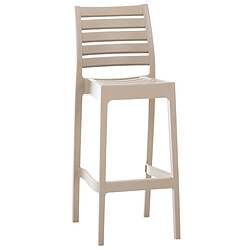 Decoshop26 Tabouret de bar pour intérieur ou extérieur en plastique beige empilable avec repose-pieds 10_MDJ10229 