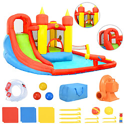 Happy Hop Château gonflable avec toboggan et piscine 410x385x220cm PVC