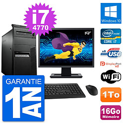 PC Tour Lenovo M93p Ecran 19" Intel i7-4770 RAM 16Go Disque 1To Windows 10 Wifi · Occasion 