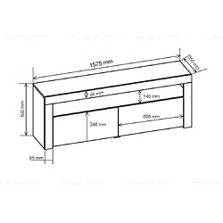 Dusine Meuble TV Savelli LED Blanc MAT et portes Blanc laqué 157 cm