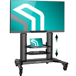 ONKRON Support TV Roulettes pour 40 - 80 Pouces TV & Ecran, Pied TV sur Roulette Poids jusqu'à 55 kg, Meuble TV Roulette VESA 200x200 - VESA 700x400/Chariot TV Mobile Hauteur Réglable TS2771-B Noir 