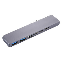 Wewoo Pour carte SD et fente Hub USB Alliage d'aluminium multifonction double adaptateur USB-C / Type-C avec HDMI femelle 2 ports USB 3.0 2 USB-C / Type-C fente TF