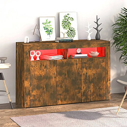 Avis Maison Chic Buffet commode,console avec lumières LED pour rangement chêne fumé 115,5x30x75 cm -MN26331