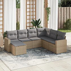 vidaXL Salon de jardin avec coussins 7 pcs beige résine tressée