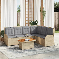 vidaXL Salon de jardin avec coussins 5 pcs beige résine tressée 