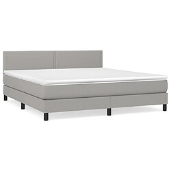 Maison Chic Structures de lit + matelas,Lit à sommier tapissier avec matelas Gris clair 160x200cm Tissu -MN36610