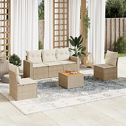 vidaXL Salon de jardin avec coussins 6 pcs beige résine tressée 