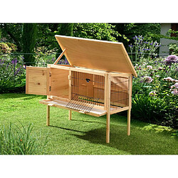 Vente-Unique Clapier en bois sur pieds pour lapins et rongeurs - L. 91 x P. 45 x H. 70 cm - Naturel - LAPIUS