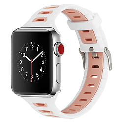 Avizar Bracelet Apple Watch 38 et 40 mm Sport ajustable en Silicone - Blanc et Rose