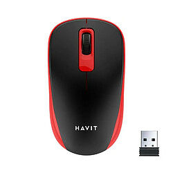 HAVIT MS626GT Souris bureautique sans fil 2,4 Ghz - 3 boutons - Portée 10 mètres - Nano récepteur - coloris rouge 