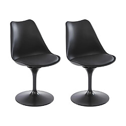 Vente-Unique Lot de 2 chaises en polypropylène, simili et métal - Noir - XAFY 