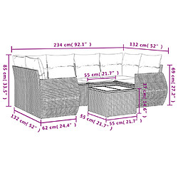 Avis vidaXL Salon de jardin avec coussins 7 pcs gris clair résine tressée