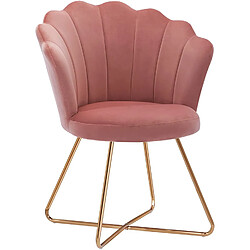 Decoshop26 Fauteuil rembourré design retro en tissu velours rose pieds entrecroisée dorée FAL09120 