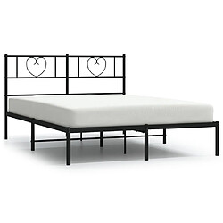 Maison Chic Lit adulte - Cadre de lit métal avec tête de lit,Structure du lit Contemporain pour chambre noir 135x190 cm -MN26664