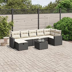 vidaXL Salon de jardin 8 pcs avec coussins noir résine tressée