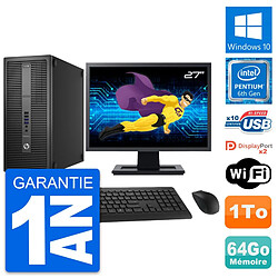 PC Tour HP 800 G2 Ecran 27" Intel G4400 RAM 64Go Disque Dur 1To Windows 10 Wifi - Occasion