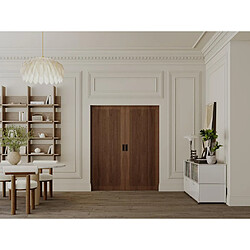 Avis Vente-Unique Porte coulissante double avec système à galandage en MDF et bois naturel foncé - 2 x H205 x L83 cm - SANDORA