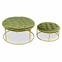 Paris Prix Lot de 2 Poufs Design en Velours Valona 75cm Kaki