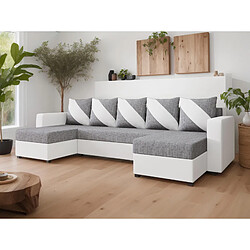 Bestmobilier Romy - canapé panoramique en U - 7 places - convertible avec coffre - en tissu et PU