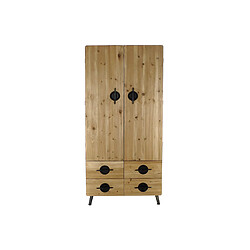 Pegane Armoire en bois sapin avec 4 tiroirs 2 portes et 3 étagères - Largeur 80 x Hauteur 176 x Profondeur 35 cm 