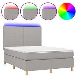 vidaXL Sommier à lattes de lit et matelas et LED Gris clair 140x200 cm