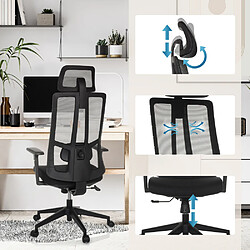 Avis Chaise de bureau / Chaise pivotante TRAMORE siège en tissu / dossier en maille filet noire hjh OFFICE