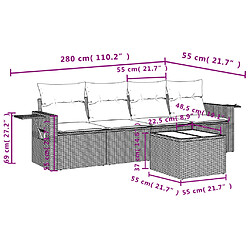 vidaXL Salon de jardin avec coussins 5 pcs beige résine tressée pas cher