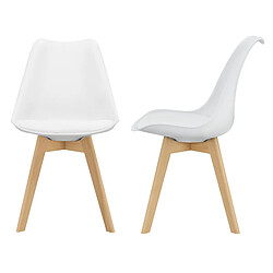 Lot de 2 Chaises de Salle à Manger Milano Similicuir Effet Hêtre Blanc [en.casa]