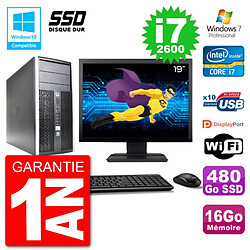 PC HP 6300 MT Ecran 19" Core i7-2600 RAM 16Go SSD 480Go Graveur DVD Wifi W7 - Occasion