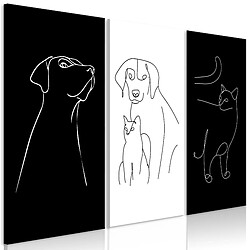 Decoshop26 Tableau toile de décoration murale impression premium en 3 parties sur châssis en bois motif Animaux domestiques 60x40 cm 11_0014858