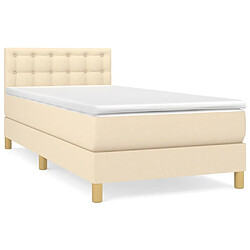 Maison Chic Structures de lit + matelas,Lit à sommier tapissier et matelas pour Chambre Crème 90x190 cm Tissu -MN39775