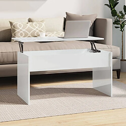 vidaXL Table basse blanc brillant 102x50,5x52,5 cm bois d'ingénierie 