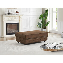 Vente-Unique Pouf coffre de rangement en microfibre aspect cuir vieilli CHESTERFIELD 