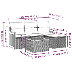 Avis vidaXL Salon de jardin avec coussins 5 pcs beige résine tressée