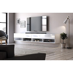 VIVALDI Meuble TV - DERBY DOUBLE - 280 cm - blanc mat - blanc brillant - style moderne