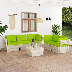 Maison Chic Salon de jardin palette 6 pcs avec coussins - Table et chaises d'extérieur - Mobilier/Meubles de jardin Moderne épicéa imprégné -MN77687