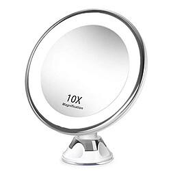 Universal Agrandissement 10x Sticker Miroir de toilette Portable avec Lumière LED Ventouse 360 ° Loupe de maquillage pivotante Baignoire de bureau à domicile |