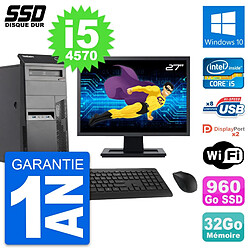 PC Tour Lenovo M83 Ecran 27" Intel i5-4570 RAM 32Go SSD 960Go Windows 10 Wifi - Occasion