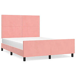 Maison Chic Cadre/structure de lit avec tête de lit pour adulte - Lit Moderne Chambre Rose 140x190 cm Velours -MN49297