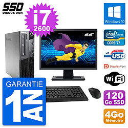 PC Lenovo M81 SFF Ecran 22" Intel Core i7-2600 RAM 4Go SSD 120Go Windows 10 Wifi · Occasion 