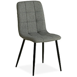 Decoshop26 Chaise de salle à manger cuisine confortable et moderne en tissu gris pieds en métal noir CDS06001 