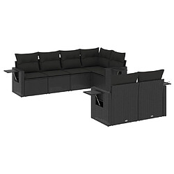 vidaXL Salon de jardin 7 pcs avec coussins noir résine tressée