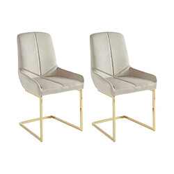 Vente-Unique Lot de 2 chaises en velours et métal doré - Beige - BERLONA