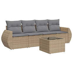 vidaXL Salon de jardin avec coussins 5 pcs beige résine tressée