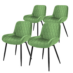 ML-Design Set de 4 chaises de salle à manger rembourrée en velours vert fauteuils moderne 