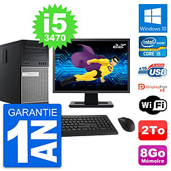 PC Tour Dell 9010 Ecran 22" Intel i5-3470 RAM 8Go Disque Dur 2To Windows 10 Wifi · Occasion 