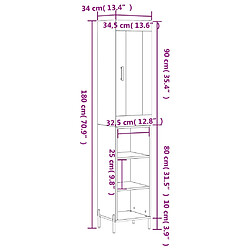 vidaXL Buffet haut Chêne fumé 34,5x34x180 cm Bois d'ingénierie pas cher