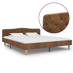 Maison Chic Lit adulte - Lit simple Cadre de lit,Structure du lit Contemporain Marron Similicuir daim 180 x 200 cm -MN42306