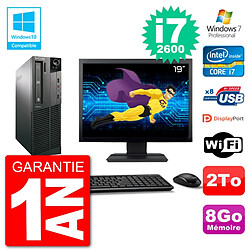 PC Lenovo M82 SFF Ecran 19" i7-2600 RAM 8Go Disque 2To Graveur DVD Wifi W7 · Occasion 